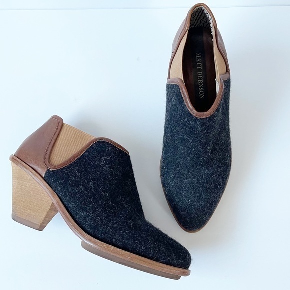 Anthropologie Matt Bernson Marlow Ankle Boots Booties Black Brown - Picture 1 of 11